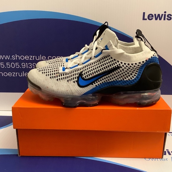 Nike Vapormax 2021 Flyknit White Photo Blue Kids 5y - Picture 7 of 11